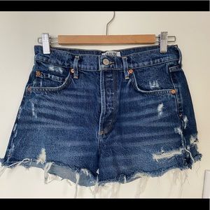 AGOLDE Dark denim cut off shorts